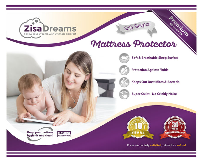 Mattress & Sofa Bed Sleeper Protector | Hypoallergenic, Waterproof, Premium 100% Jersey Cotton Top, King Size (76x80