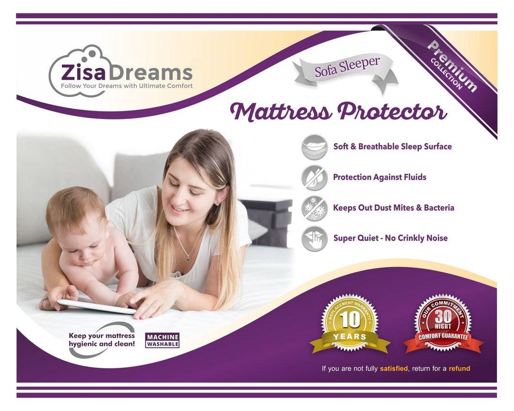 Mattress & Sofa Bed Sleeper Protector | Hypoallergenic, Waterproof, Premium 100% Jersey Cotton Top, King Size (76x80