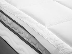 Premium Collection Baffle Box Feather Bed w/ 100% Cotton Shell | Cozy Mattress Topper, Hypoallergenic, 4” Gusset with Bed Straps - Full